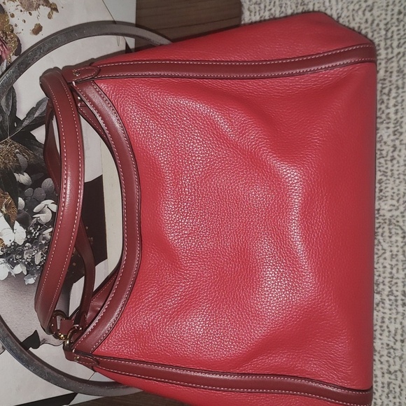 COACH Kristy Pebbled Leather Red 🍎 - Picture 7 of 15